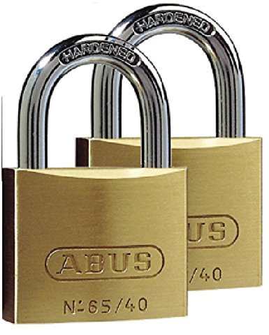 ABUS Vorhängeschloss Messing 65/40 - 2er Set, gleichschließend - Kellerschloss, Spindschloss u. v. m.- Messing-Schlosskörper - gehärteter Stahlbügel - ABUS-Sicherheitslevel 5 | Massiver Messing-Schlosskörper, gehärteter Stahlbügel mit NANO PROTECT, Sicherheitslevel 5, inkl. 3 Schlüssel