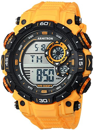Armitron - Orologio sportivo da uomo, digitale, con cronografo, cinturino in resina, 40/8401, Giallo