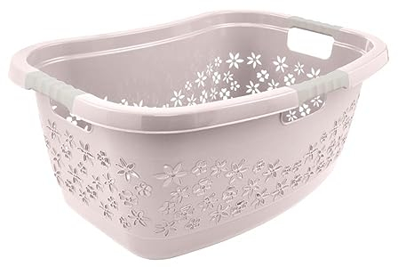 keeeper Ergonomischer Wäschekorb mit luftdurchlässigem Dekor, Anti-Rutsch-Softgriffe, 50 l, Lasse, Grau