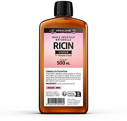 Rizinusöl 500 ml – Orgaliane – rein und natürlich – Bart, Haare, Wimpern, Nägel, Haut.