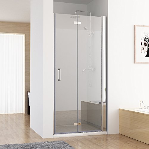 MIQU Nischentür Duschabtrennung Duschwand Dusche 180° Falttür Nano ESG 120 x 185 cm