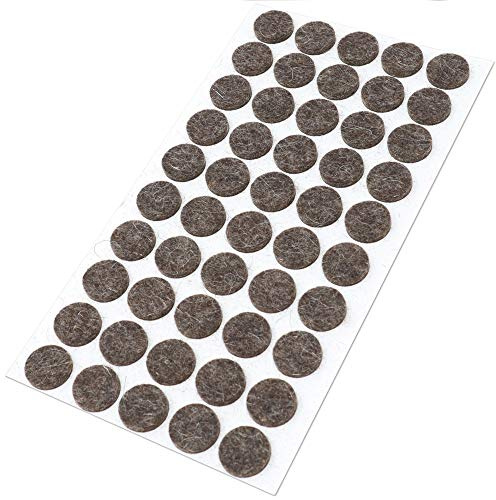 Adsamm® / 50 x self-adhesive wool felt pads/brown/Ø 16 mm/round / 3 mm thick extra soft natural stick-on felt furniture glides/furniture protective pads
