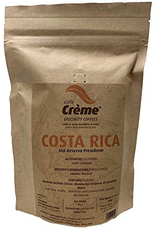 Specialty Coffee in grani - Microlotto COSTA RICA SHB Reserva Presidente - 100% Arabica per FILTRO - 250 g - Caffè Crème