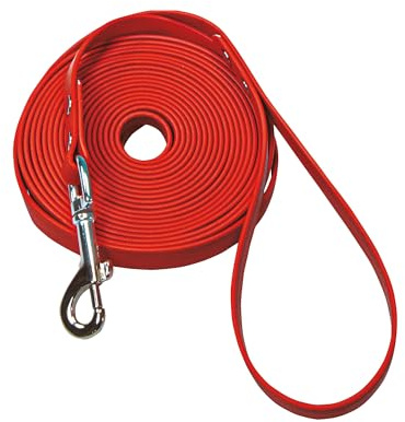 Schecker Biothane Schleppleine rot mit Handschlaufe, 10 m / 9 mm Fährtenleine Mantrailing Übungsleine Hundeleine