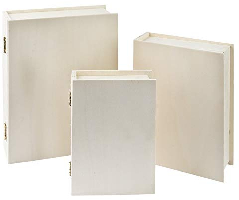 Caja de almacenamiento de madera con forma de libro de 4 x 15 x 11 cm con tapa, joyero, caja con tapa abatible, bricolaje, manualidades