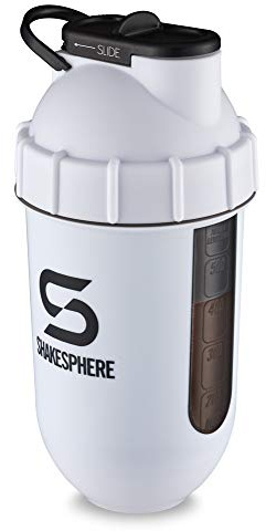 SHAKESPHERE Tumbler View Protein Shaker Bottle - Smoothie Cup with Clear Window, Bladeless Blender Cup Purees Fruit, No Mixing Ball - Protein Shakes and Pre Workout Powder, 24 oz - Matte White