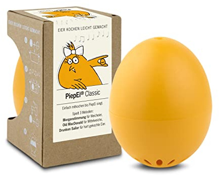 PiepEi Classic Orange - Singende Eieruhr zum Mitkochen - Eierkocher | Zusammen mit den Eiern kochen: Spielt für weich, mittel & hart eine Melodie - Lustiger & funktionaler Eggtimer - Musik Kochei