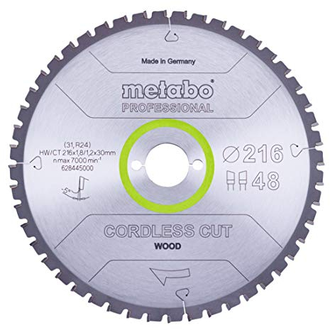 METABO 628445000 - Hoja de sierra CordLess Cut Professional 216x30 mm dientes 48 WZ 5° negativo
