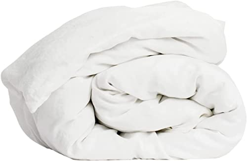 My Linen Home Bettdeckenbezug aus 100% Stonewashed Leinen in Weiß I Steppdeckenbezug I Maschinenwaschbar I Bettdeckenbezug mit Reißverschluss I Double Bettdecke 200x200 cm