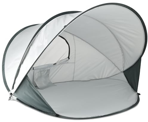 Deryan Strandzelt XXL - Sonnenschutz - 50% UV-Schutz - Kompakt und leicht - Silber