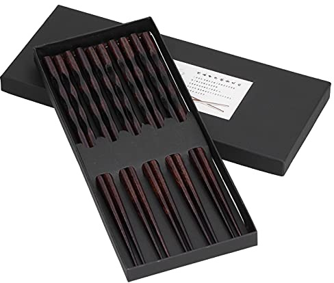 5 paires de baguettes, baguettes pointues en bois vaisselle réutilisable de 9 pouces pour la cuisine à domicile