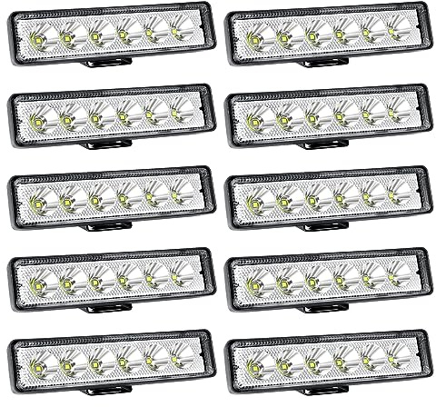 Willpower Focos Led Tractor 15cm 6 18W 12V 24V Barra Led Trabajo Mini 4x4 | 10PCS Faro Antiniebla Luz IP67 Impermeable, 6000K Blanco, para Coche Camion Quad SUV ATV UTV Offroad Barco