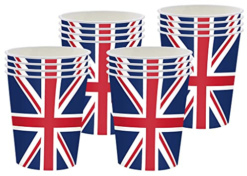 King Charles III Coronation Union Jack Paper Cups, 16 Pack - Great British Souvenir Party Cups for National Events