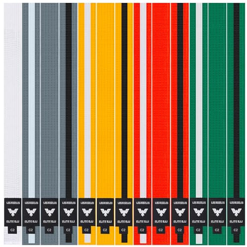 Elite Sports Kids Brazilian Jiu Jitsu Belts Preshurunk Martial Arts Youth BJJ Belts for Girls & Boys with BJJ Ranking Stripes (Grey/White, C3)