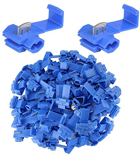 100 Pcs Lock Wire Connectors Blue Quick Splice Connector Terminals for Suits cable 0.75-2.5 mm² (AWG14-18 (15A))