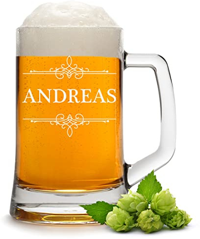 Bierseidel Krug 0,3 Liter mit Gravur - personalisiertes Bierglas - Geschenk für Männer - Geburtstagsgeschenk - Glas für Weizen und Pils - Pilsglas - Klassiker - Geschenkidee Papa Vater Opa