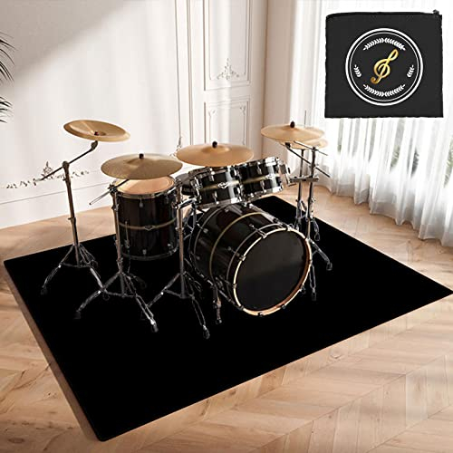 CDVR Drum Teppich Schlagzeug Teppich Schallschutz Teppich Schallschutzmatte rutschfeste Trommel Teppiche Quadratische Schallschutzdecke, 120cm x 80cm Schlagzeugteppich Mit Spezialtasche