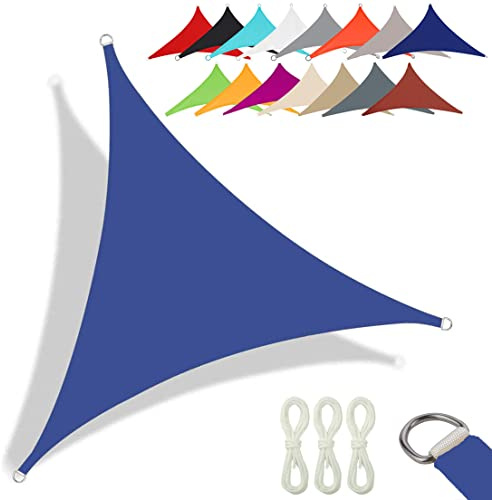 CANYUE qualità Tessuto Oxford - Tenda A Vela Triangolare - Vela Ombreggiante Parasole Traspirante E Protezione Solare Raggi UV per Esterno Giardino Terrazza (3.6X3.6X3.6 m,Blu Zaffiro)