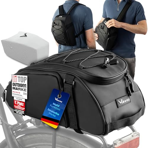 Valkental - Bolsa 3 en 1 para Parrilla de Bicicleta - Volumen de 10L - Bolsa para portaequipajes Aislante con función de Mochila - Resistente al Agua & Reflectante