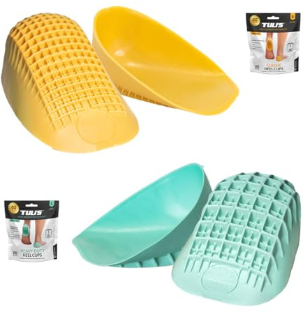 Tuli's Classic Heel Cups and Heavy Duty Heel Cups, Heel Cup Kit for Plantar Fasciitis, Sever's Disease, and Heel Pain Relief, Large
