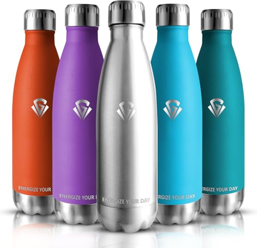 Grsta Trinkflasche Edelstahl, Trinkflasche 750ml BPA-frei, Sport Auslaufsicher, Thermosflasche, Wasserflasche, Kohlensäure geeignet, Isolierbecher fur Sport, Fitness, Gym, Outdoor