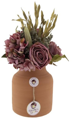 CERÁMICA ESPAÑA Vase décoratif en terre cuite - Vase en céramique - Vase à fleurs - Vase à fleurs - Plumeau décoratif - Modèle D01 - 15 x 15 x 20 cm