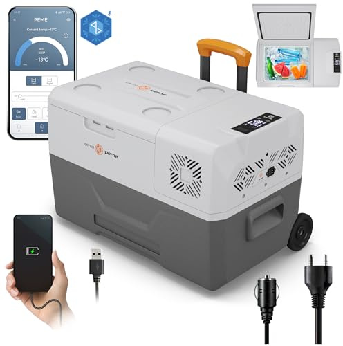 peme Expedition Frigorifero Portatile a Compressore 27 L - Congelatore Auto, Raffreddamento -20°C, Doppia Alimentazione 12V/24V & 230V, Bluetooth-App, Modalità Eco, per Auto, Campeggio