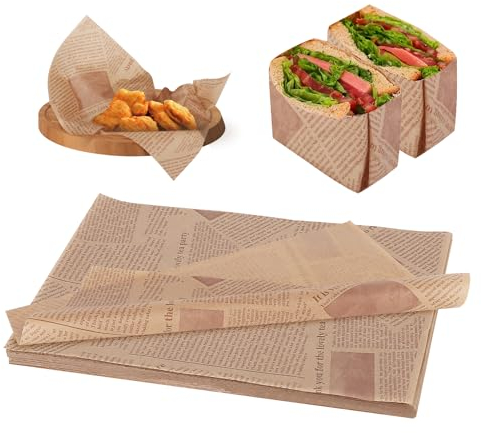 200PCS Carta Alimentare,Carta Oleata per Alimenti di Grandi Dimensioni,Carta da Imballaggio Alimentare,Carta Cerata Carta Imballaggio per Alimenti,Sacchetti per Hamburger,per Panini,Patatine Fritte