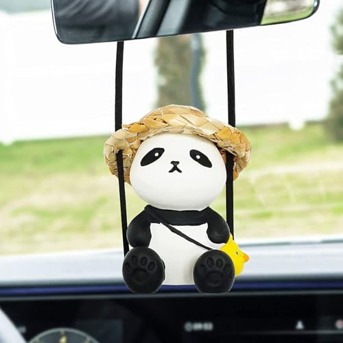 SHSHbuy Auto Anhänger für Spiegel,Rückspiegel Dekoration Anhänger,Panda-Autospiegel,Auto Dekoration Ornament Zubehör,Rückspiegel-Zubehör