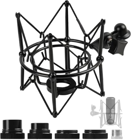 Universelle Antivibrations-Mikrofon-Stoßhalterung, Mikrofonhalter für Kondensatormikrofone – kompatibel mit AT2020, MXL 770/990, Samson G Track Pro, Rode Procaster/NT1-A, Neumann U87/U87i und mehr