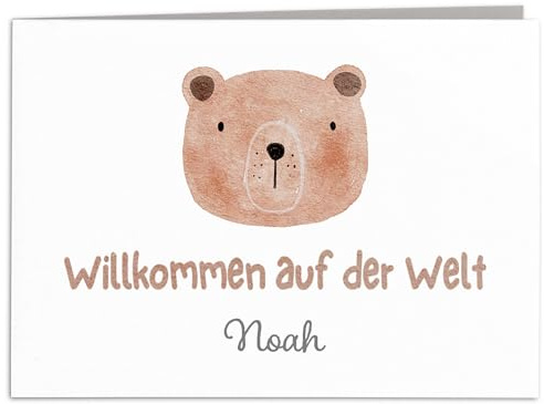 Karte zur Geburt Junge personalisierte Glückwunschkarte Babykarte Geburtstagskarte Baby Geburtskarte Klappkarte mit Umschlag 14,8 x 10,5 cm