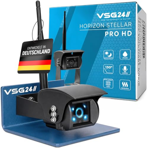 VSG24 Horizon STELLAR PRO Funk Rückfahrkamera – IP69K wasserfest – 1080P Full HD – 33 m Reichweite – Heizung, Mikrofon & 130° Weitwinkel – Erweiterungskamera für STELLAR PRO Systeme