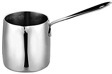 Zjyufy Turkish Coffee Pot 400ML, Milk Pot Stainless Steel Greek Coffee Maker Butter Warmer, Coffee Pot Espresso Decanter with Spout