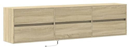 vidaXL Väggmonterad tv-bänk LEDs sonoma-ek 180x31x45 cm, väggenhet, väggmonterad TV-enhet, väggmonterat skåp, TV-väggenhet, hängskåp, väggförråd