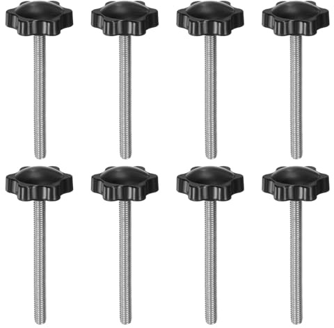 QUARKZMAN 8 Stück Rändelschrauben mit Sterngriff M6 x 70mm x 32mm Sterngriffschraube Kunststoff Knopf Edelstahl 304 Gewindebolzen Klemmschraube Sterngriffmutter Klemmknopf für Maschine