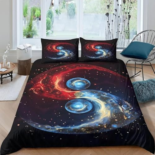 Weltraum-Universum-Landschaft Bettbezug Set 200X200 Cm Kinder Bettwäsche 3D Druck Bettwäsche Set 3 Teilig Komfortabel Weich Bettbezüge 2 Kissenbezug - Hypoallergene Tagesdecke - Für Erwachs -902195295