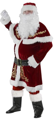 SMELEYOU Tomte kostym vuxen 8 st/set sammet tomte kostym män jul jultomten outfit för jul fest cosplay 3XL