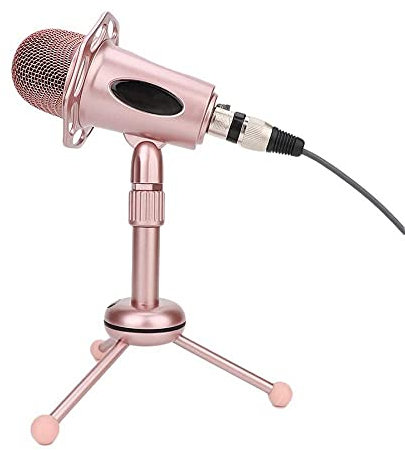 UHJKLA Microfono a condensatore per Registrazione, Set di microfoni da Tavolo con treppiede Girevole a 360 Gradi, Microfono per Computer a condensatore per t