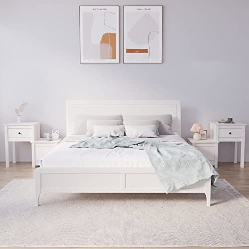 ShGaxin Nachttische 2 STK Nachtschrank, Nachtkonsole, Bedside Tables, Nachtkästchen, Beistellschrank, Nachtkommode, Nightstand, Weiß 79,5x38x65,5 cm Massivholz Kiefer