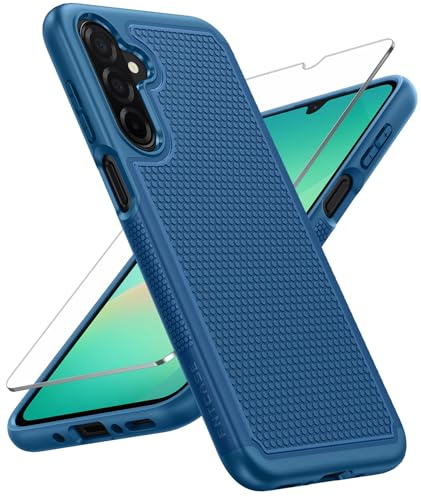 FNTCASE for Samsung Galaxy A26-5G Case: Dual Layer Protective Heavy Duty Cell Phone Cover Shockproof Rugged with Non Slip Textured Back - Military Protection Bumper Tough - 2025, 6.7 inch (Blue)