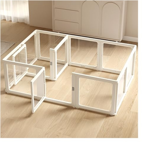Haustierzaun,Freilaufgehege mit Tür,Laufstall Hund 75cm hoch,HDPE-Material,Hochtransparentes Acryl ist kratzfest und verschleißfest,für Hunde, Kaninchen, Kleintiere, Katze(H60CM,A-66x66cm/26x26IN)