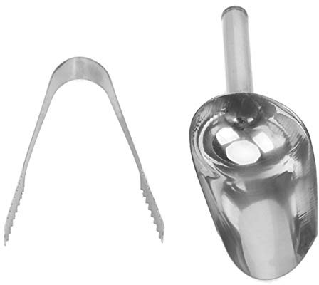 LABRIMP Paletta Per Ghiaccio Con Bordo Liscio E Set Di Pinze in Acciaio Inossidabile Per Bar Barbecue Feste Matrimoni Buffet Casa Ristorante