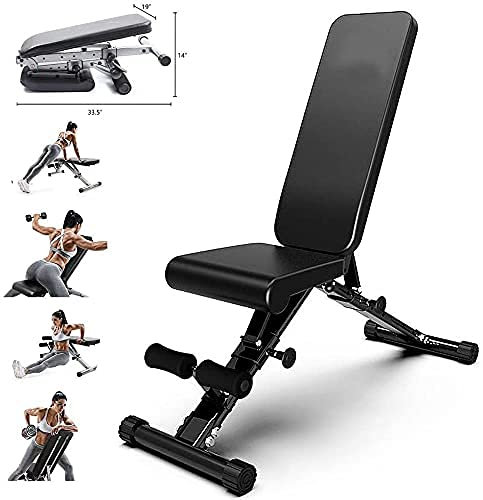 CCKUYT Hilfs-Fitness-Hantelbank, Hantelbank, Hantelbank, Schrägbank, 600 kg, Faltbare Trainingsbank, verstellbare Sitzneigung für Zuhause