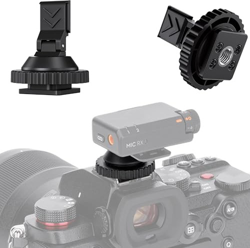 JJC Adattatore di montaggio a slitta fredda per DJI Mic Mini con 1/4-20, adattatore per slitta fredda in ABS resistente, angolo regolabile, accessori hot shoe per fotocamera DSLR Vlogging