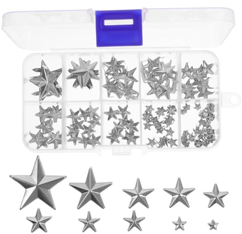 HOMSFOU Star Rivets Multi-Size Metal Claw Studs for Leather Craft Supplies Decorative Rivets for Bags Jackets Shoes Clothing Punk Style DIY Accessories