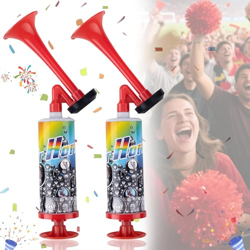 Oneroomone 2 Stück Handluftpumpe Air Horn Lautes Signalhorn, Lufthorn für Handball Fußball Stadionhorn Boot Party, Luftdruck Hupe aus PP-kunststoff für Handball/Fußball/EM WM/Handsirene Nebelhorn