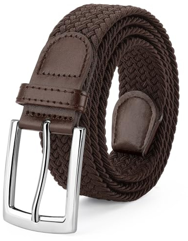 SUOSDEY Elastiska flätade bälten för män kvinnor golf stretch tygbälte vävda midjebälten för jeans shorts byxor, 07-kaffe, Fits 38-41 Waist