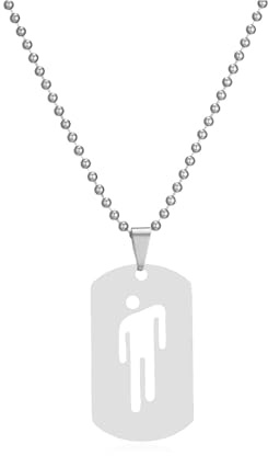 Ticome Hip Hop Bad Guy Villain Necklace,Stainless Steel Hollow Pendant Couples Necklace,Personalized Fashionable Minimalist Clothing Accessories(Silver)