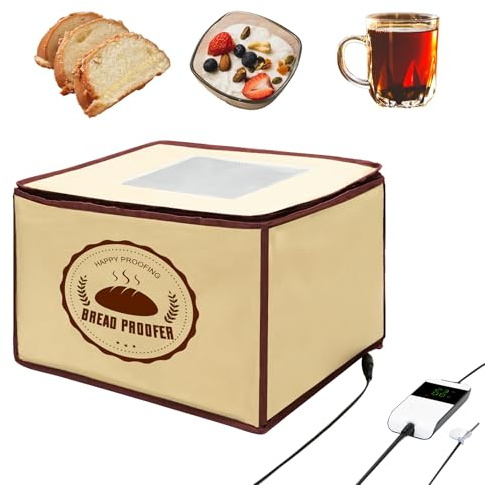 Bourske Bread Dough Proofing Box with Heater, NTC Sensor Temperature & Timer Control, Electric Bread Proofer for Making Sourdough, Bread, Pizza, Yogurt, Handmade Soap,Natto(Natural+Brown)