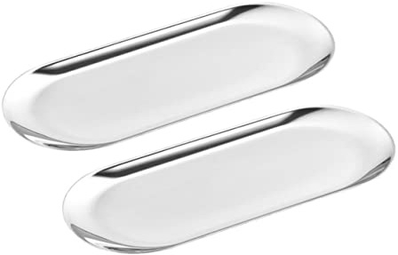 VALICLUD 2 pièces Plateau de Service Acier Inoxydable Assiette de Desserts et Pratique pour Bijoux et Fruits Rangement Décoratif et Fonctionnel